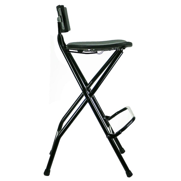 Folding Bar Stool With Backrest, Black